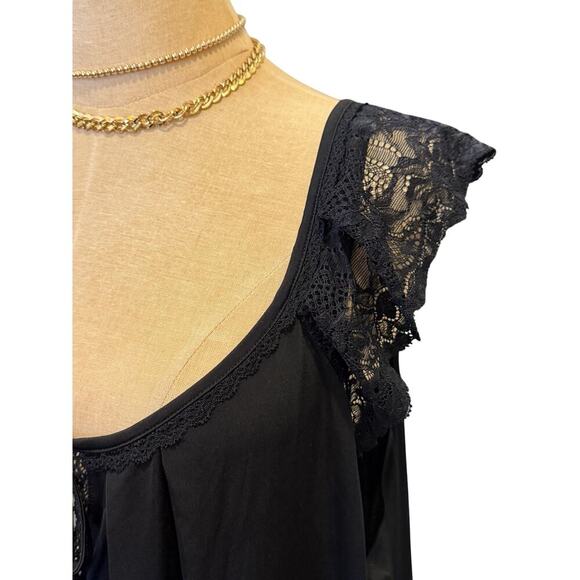 OSCAR de la RENTA pink label Black Lace Top Shirt Blouse Top Women size 2XL XXL - Picture 2 of 9